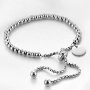 Silver Plated Stainless Steel Beaded Bracelet